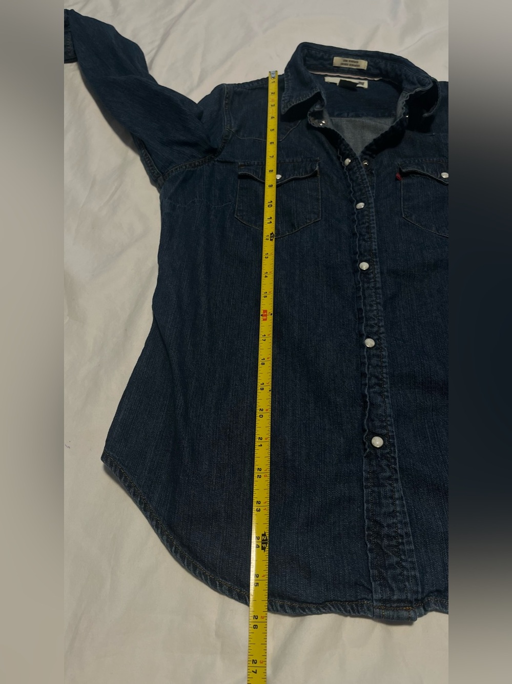 Women’s LEVI”S ICONS REINVENTED Cotton Dark Blue Western Denim Shirt Size M - Picture 13 of 14